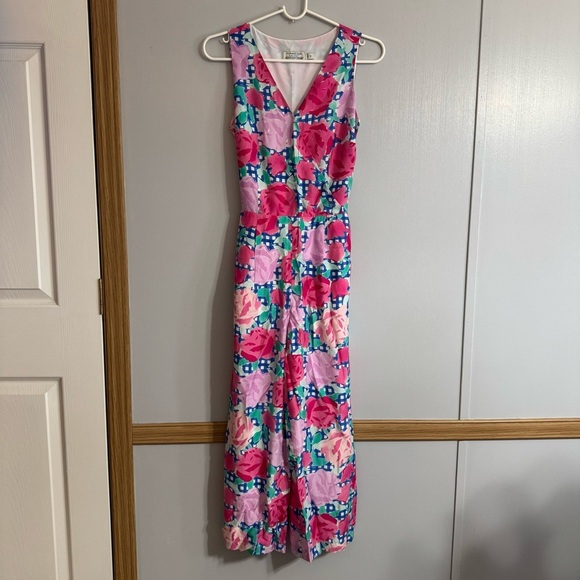 Vineyard Vines Pink Run For The Roses Floral Sleeveless Jumpsuit in Size 0 - Picture 15 of 15